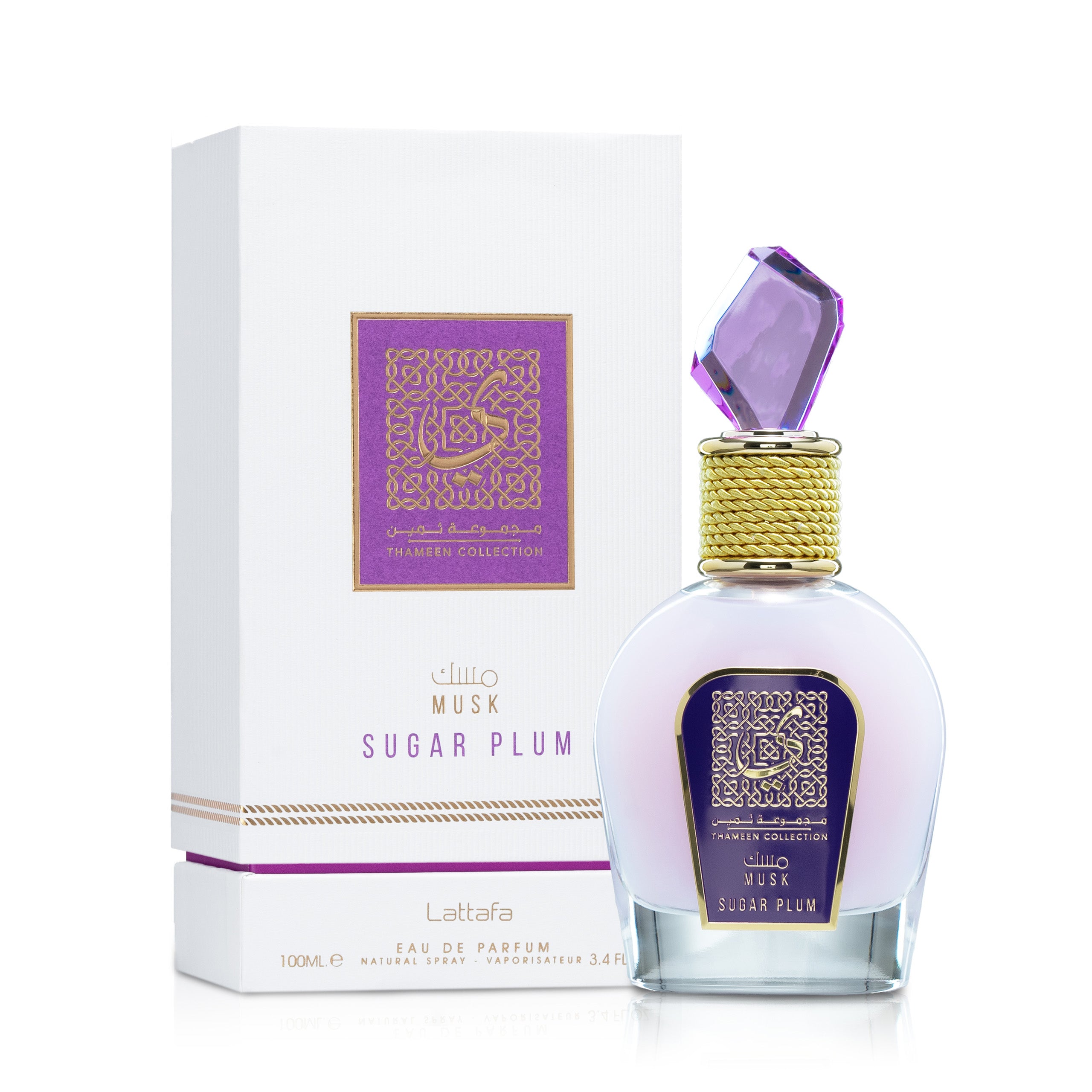LATTAFA Musk Sugar Plum Thameen – مسك سكر البرقوق مجموعة ثمين 100 ml packaging