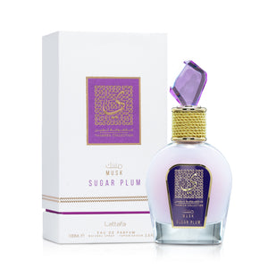 LATTAFA Musk Sugar Plum Thameen – مسك سكر البرقوق مجموعة ثمين 100 ml packaging